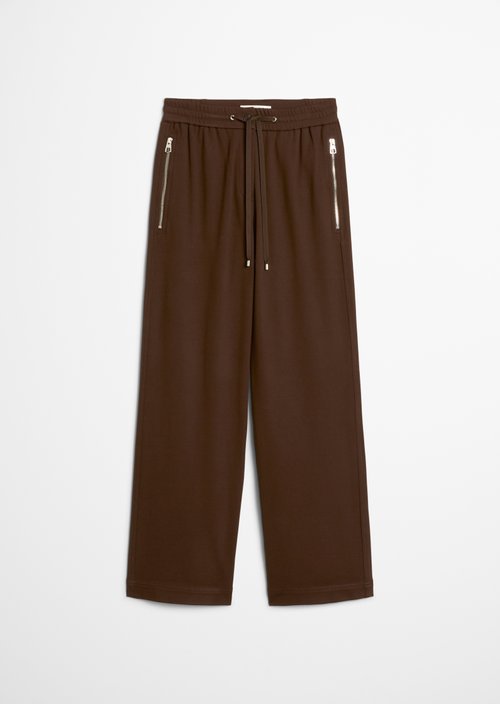 Twill jersey trousers wide — Shaded Brown