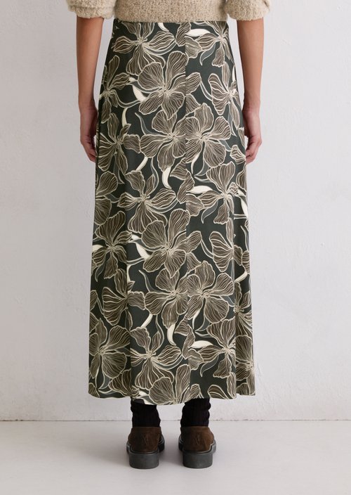 Flared maxi skirt shaped — Dark Brown (alternate view)