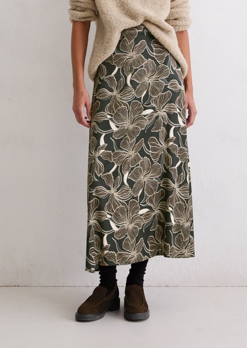 Flared maxi skirt shaped — Dark Brown