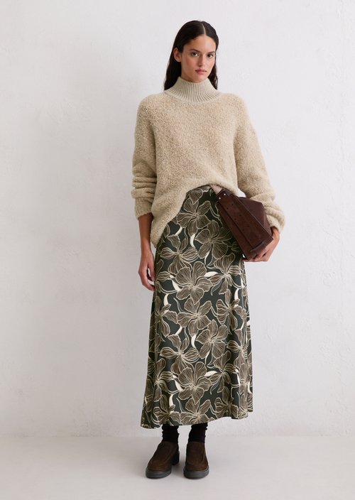 Flared maxi skirt shaped — Dark Brown