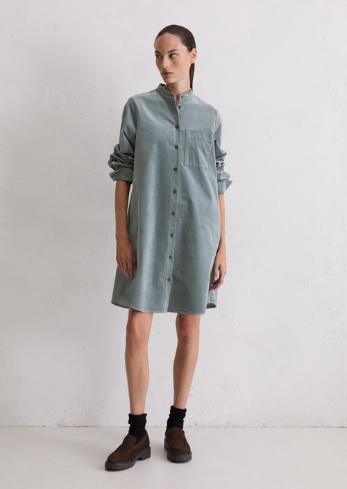 Velvet shirt dress A-shape — Slate Blue
