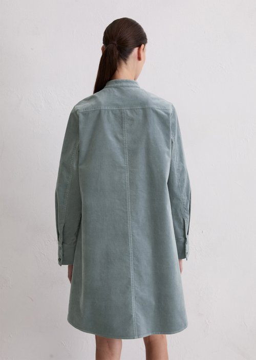 Velvet shirt dress A-shape — Slate Blue