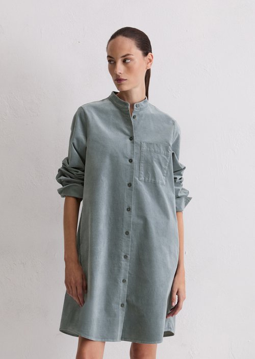 Velvet shirt dress A-shape — Slate Blue