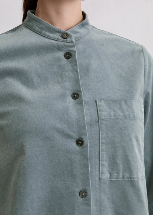 Velvet shirt dress A-shape — Slate Blue