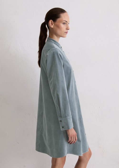 Velvet shirt dress A-shape — Slate Blue