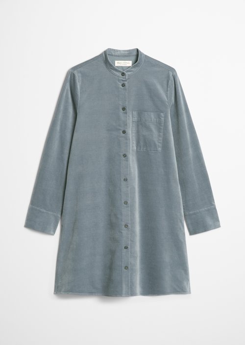 Velvet shirt dress A-shape — Slate Blue