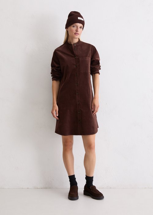 Velvet shirt dress A-shape — Black Cherry