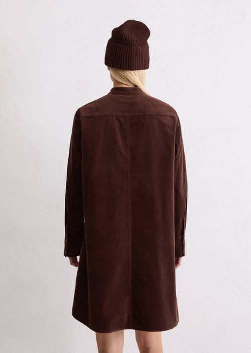 Velvet shirt dress A-shape — Black Cherry