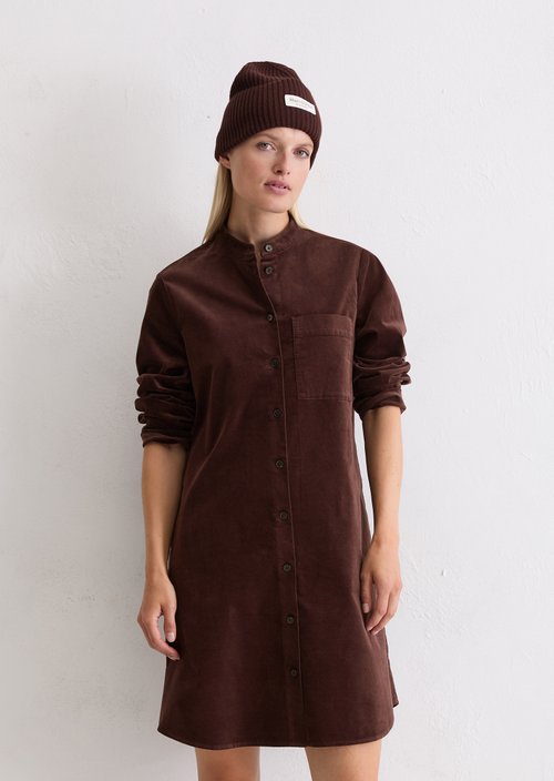 Velvet shirt dress A-shape — Black Cherry
