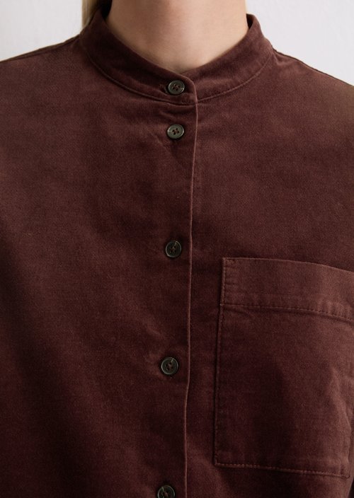 Velvet shirt dress A-shape — Black Cherry