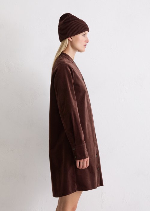 Velvet shirt dress A-shape — Black Cherry