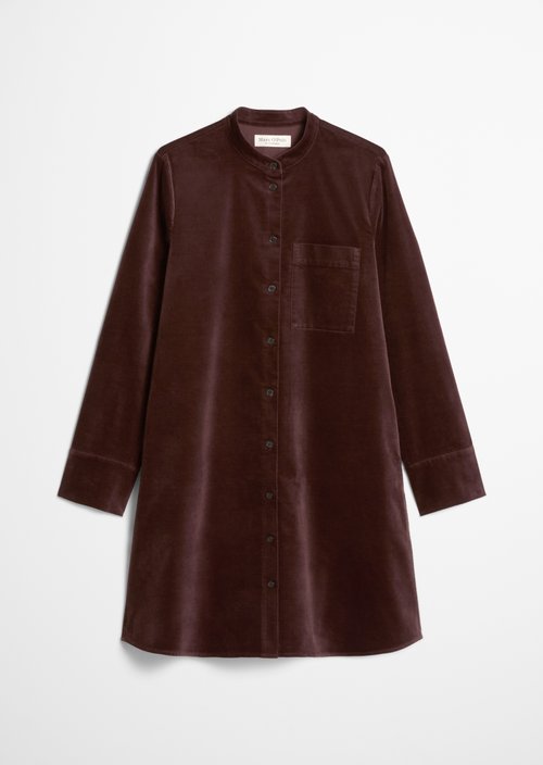 Velvet shirt dress A-shape — Black Cherry