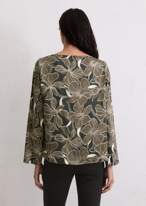 Print blouse shirt loose — Dark Brown