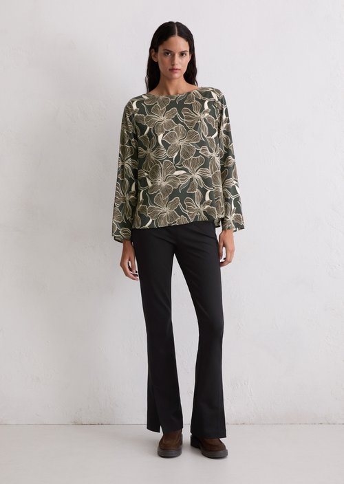 Print blouse shirt loose — Dark Brown