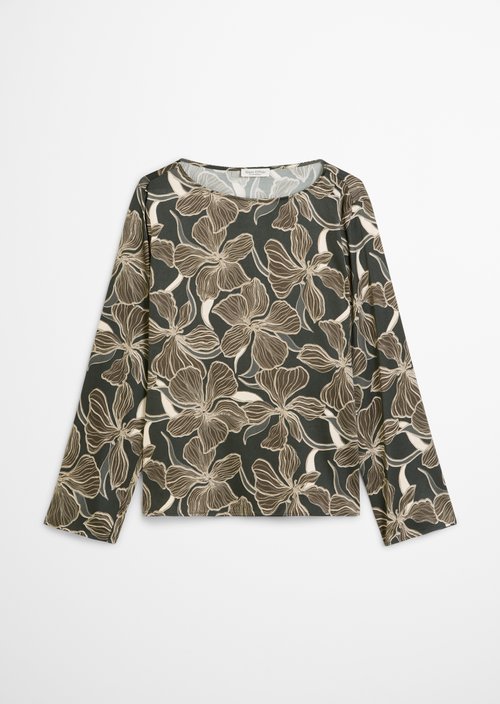 Print blouse shirt loose — Dark Brown