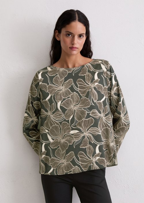 Print blouse shirt loose — Dark Brown
