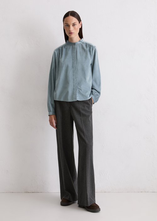 Loose velvet blouse — Slate Blue