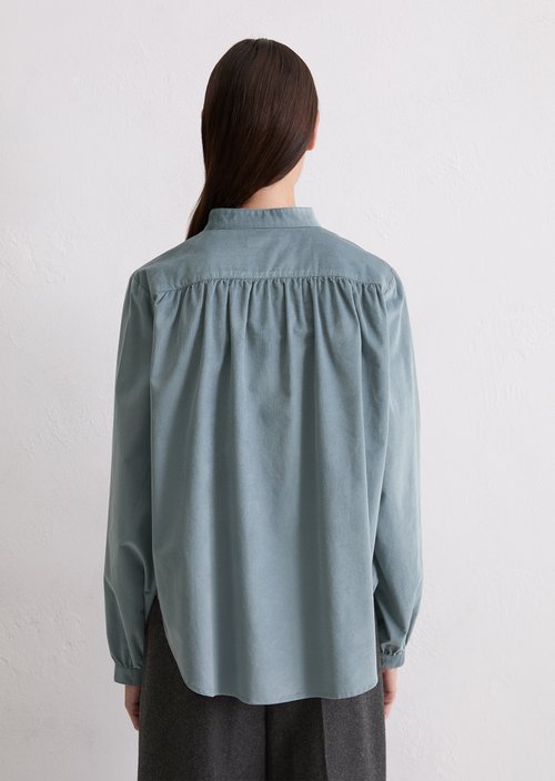 Loose velvet blouse — Slate Blue