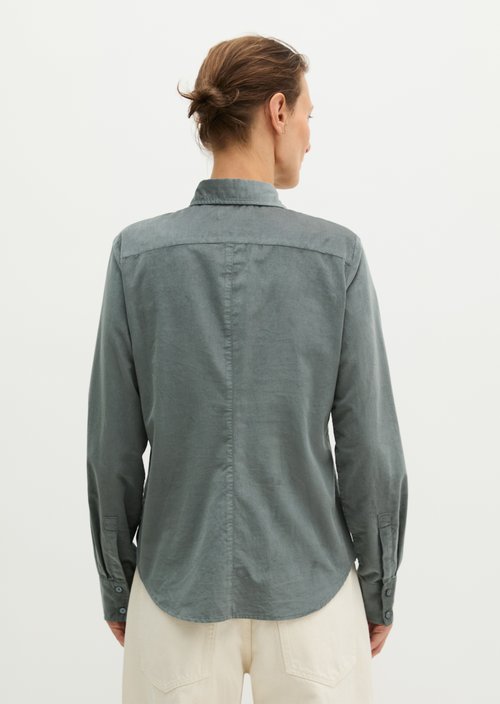 Fitted velvet blouse — Foggy Blue