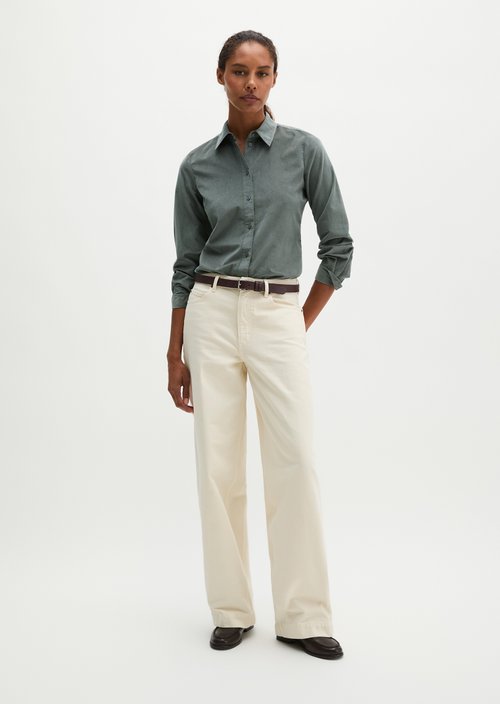Fitted velvet blouse — Foggy Blue