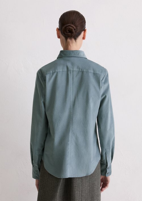 Fitted velvet blouse — Slate Blue