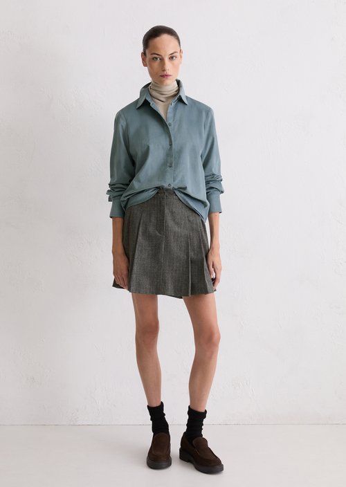 Fitted velvet blouse — Slate Blue