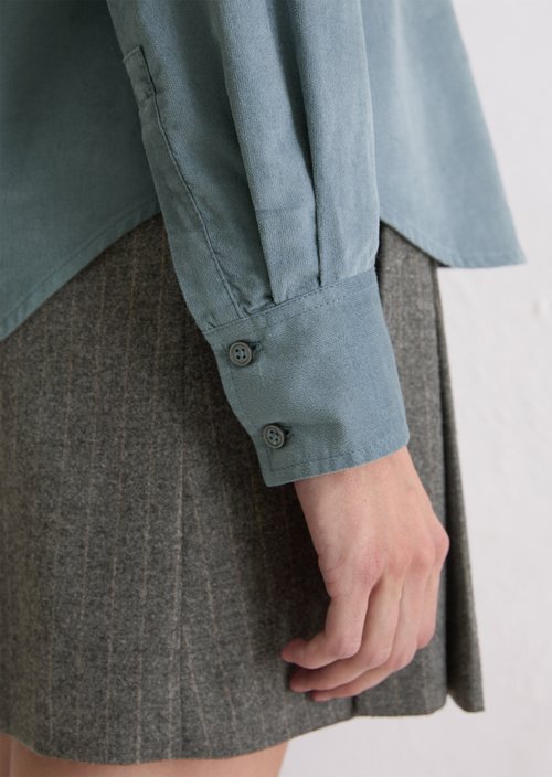 Fitted velvet blouse — Slate Blue