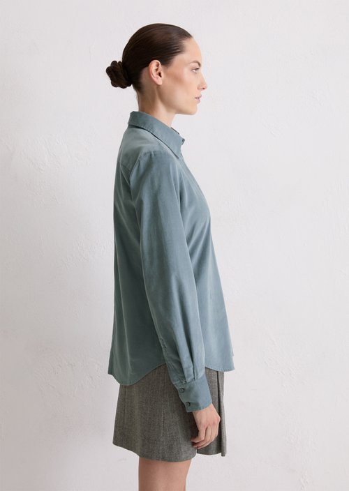 Fitted velvet blouse — Slate Blue