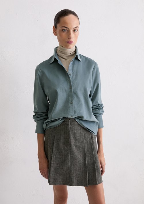 Fitted velvet blouse — Slate Blue