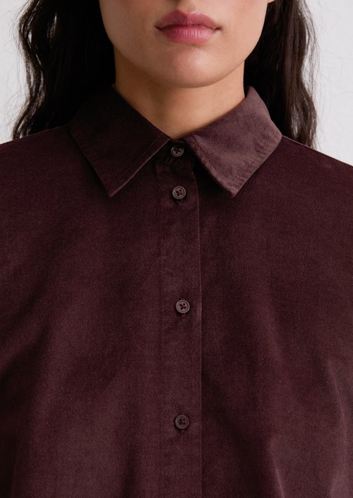 Fitted velvet blouse — Black Cherry