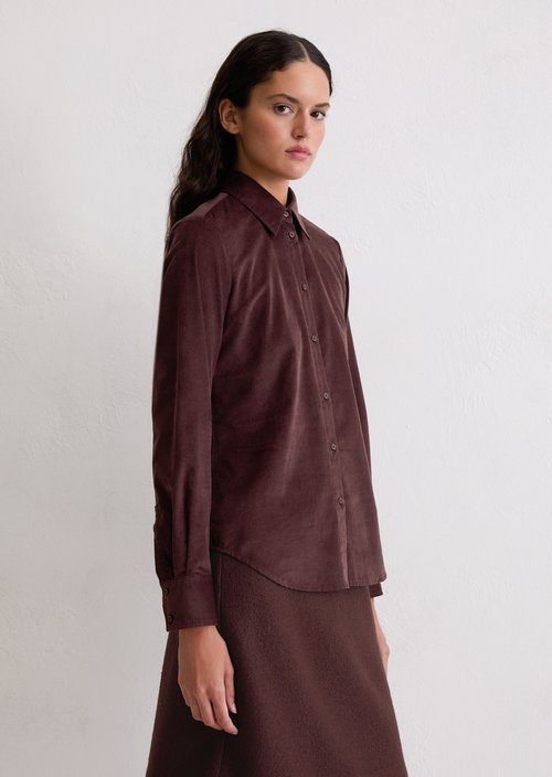 Fitted velvet blouse — Black Cherry