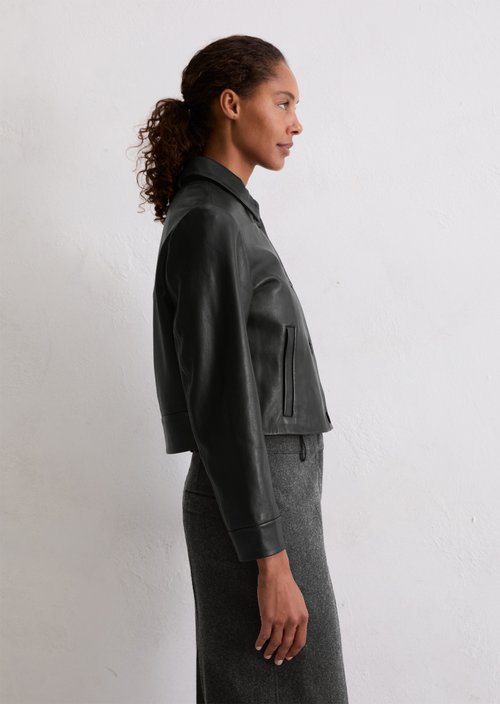 Leather jacket relaxed — Black