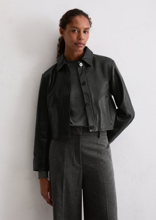 Leather jacket relaxed — Black