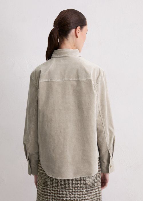 Relaxed velvet overshirt — Chalky Mauve