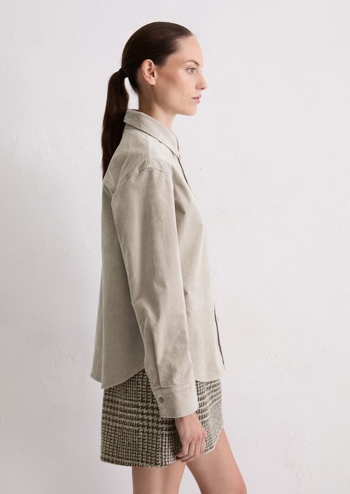 Relaxed velvet overshirt — Chalky Mauve