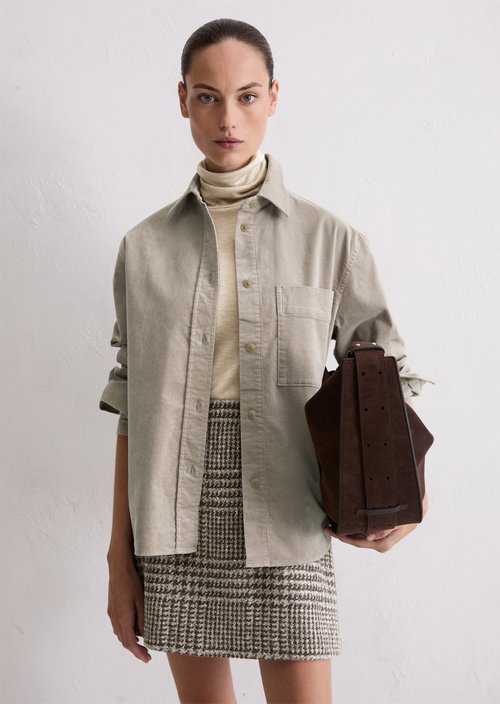 Relaxed velvet overshirt — Chalky Mauve