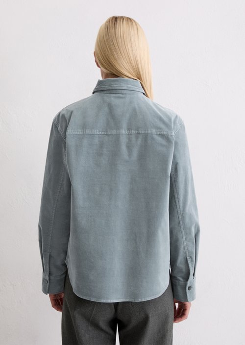 Relaxed velvet overshirt — Slate Blue