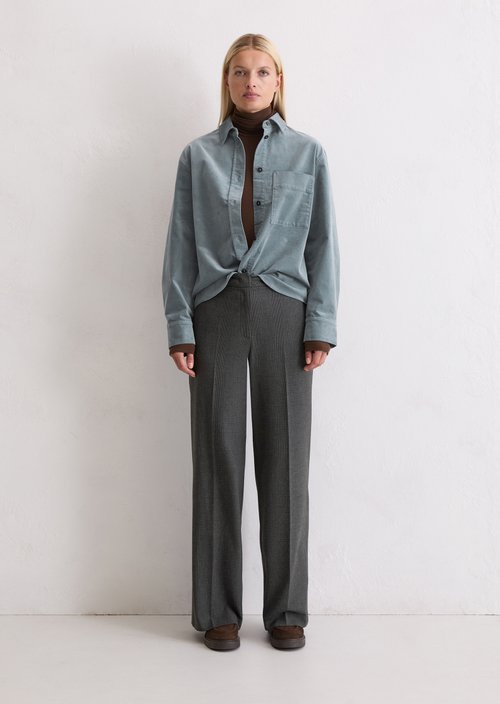 Relaxed velvet overshirt — Slate Blue