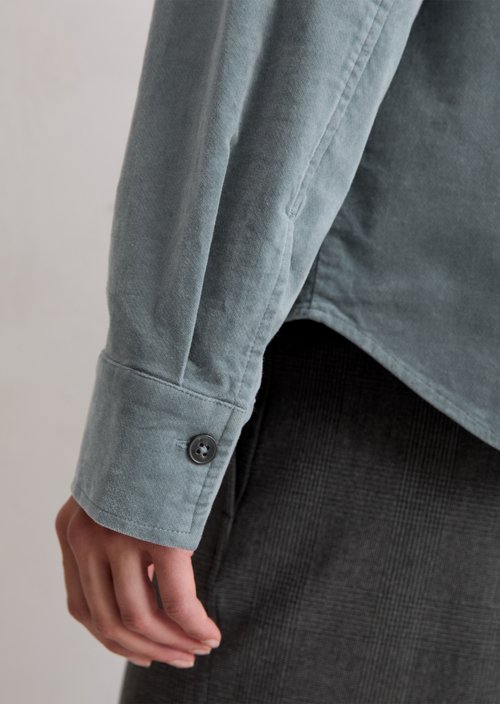 Relaxed velvet overshirt — Slate Blue