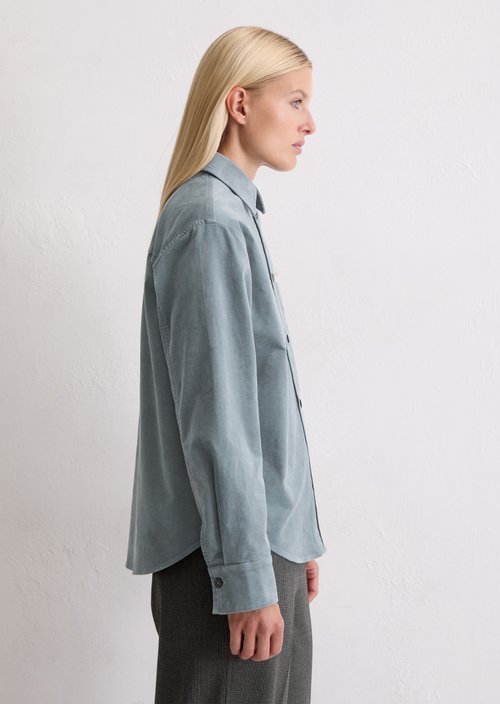 Relaxed velvet overshirt — Slate Blue