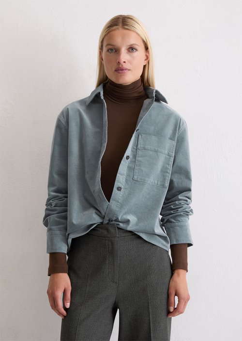 Relaxed velvet overshirt — Slate Blue