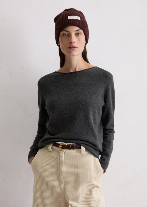 Basic knitted sweater regular — Dark Grey Melange