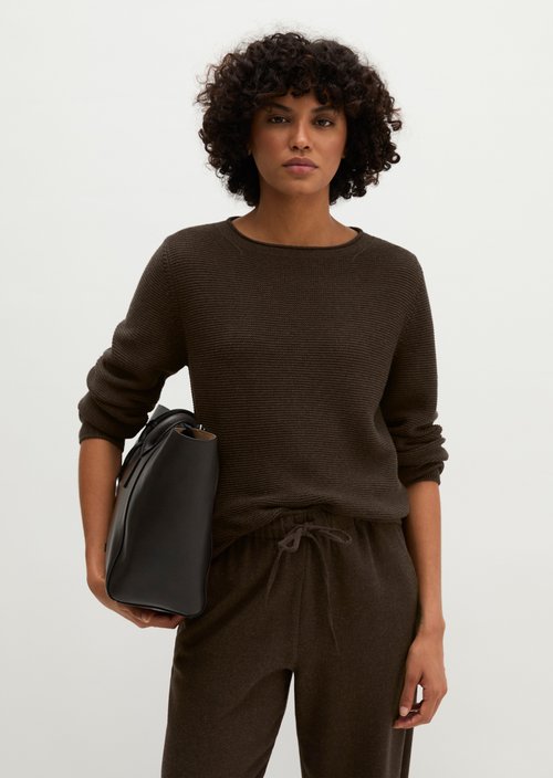 Knitted sweater regular — Stone Brown Melange