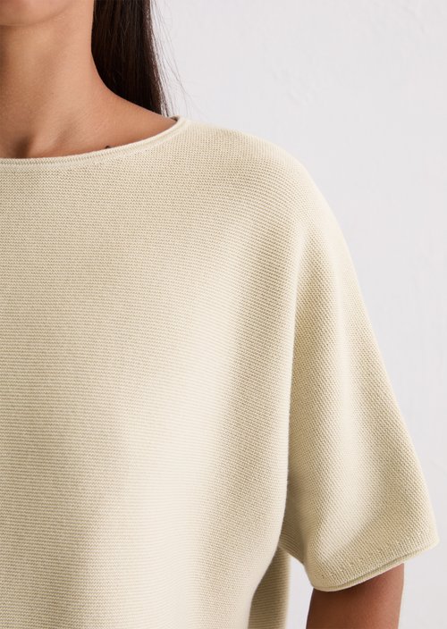Short-sleeved knitted sweater loose — Light Oat