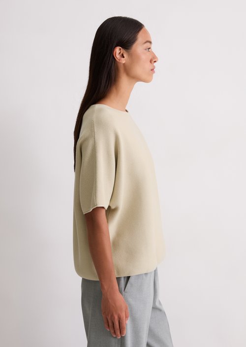 Short-sleeved knitted sweater loose — Light Oat
