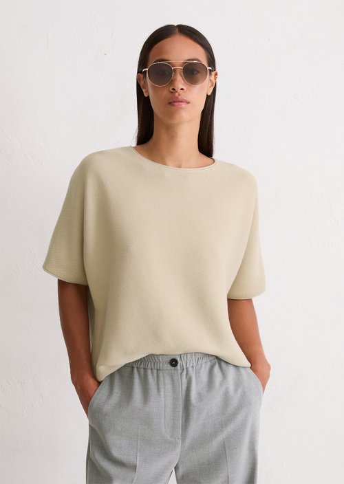 Short-sleeved knitted sweater loose — Light Oat