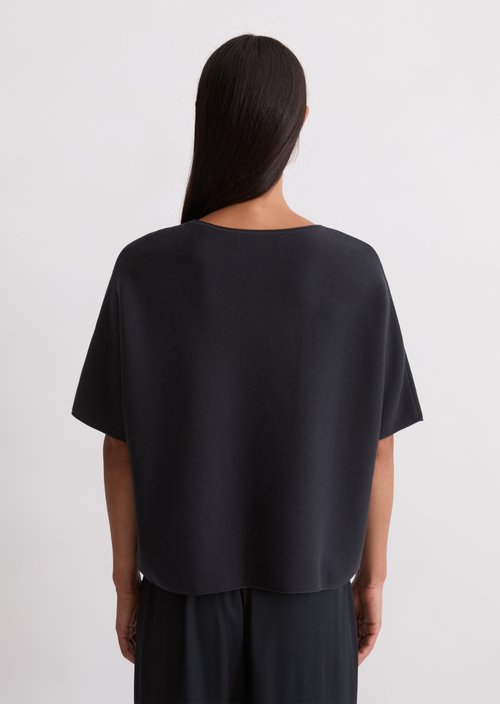 Short-sleeved knitted sweater loose — Deep Night Blue