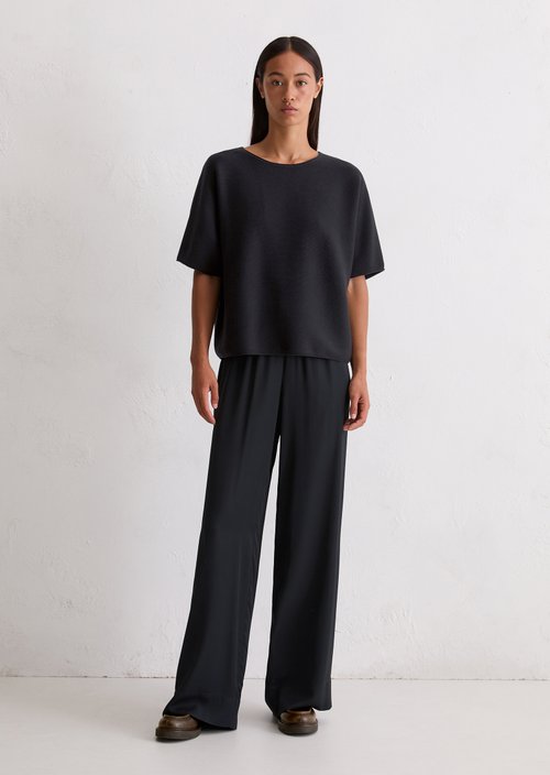 Short-sleeved knitted sweater loose — Deep Night Blue