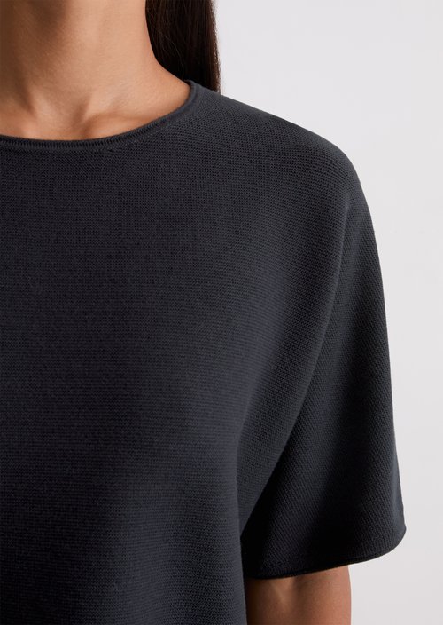 Short-sleeved knitted sweater loose — Deep Night Blue