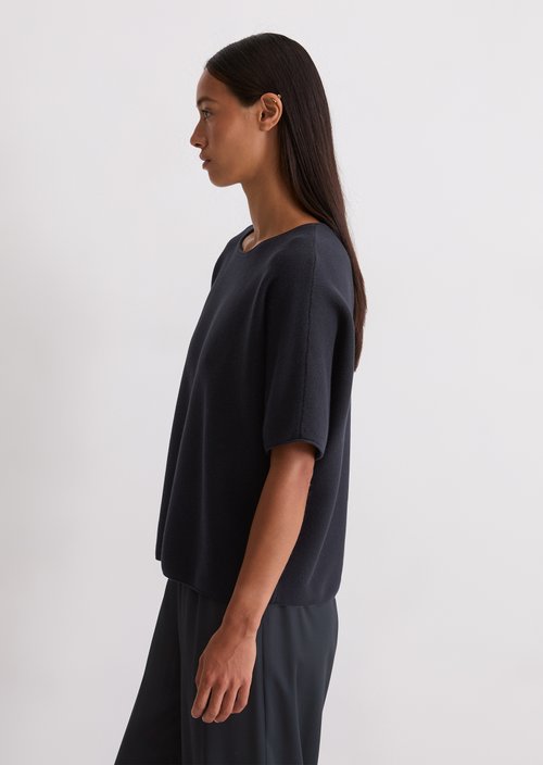 Short-sleeved knitted sweater loose — Deep Night Blue